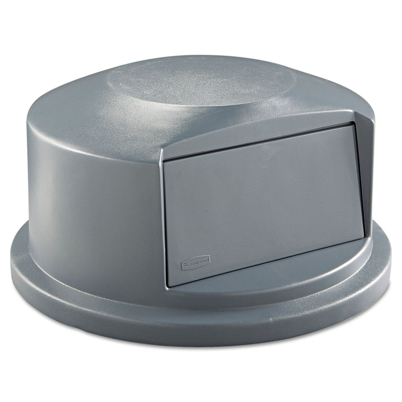 Rubbermaid Round BRUTE Dome Top Receptacle, Push Door for 44 gal Containers, 24.81" Diameter x 12.63h, Gray