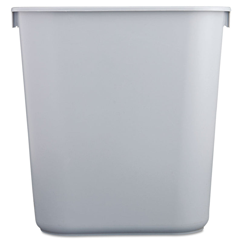 Rubbermaid Deskside Plastic Wastebasket, Rectangular, 3.5 gal, Gray