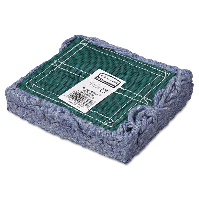 Rubbermaid Super Stitch Blend Mop Head, Medium, Cotton/Synthetic, Blue, 6/Carton