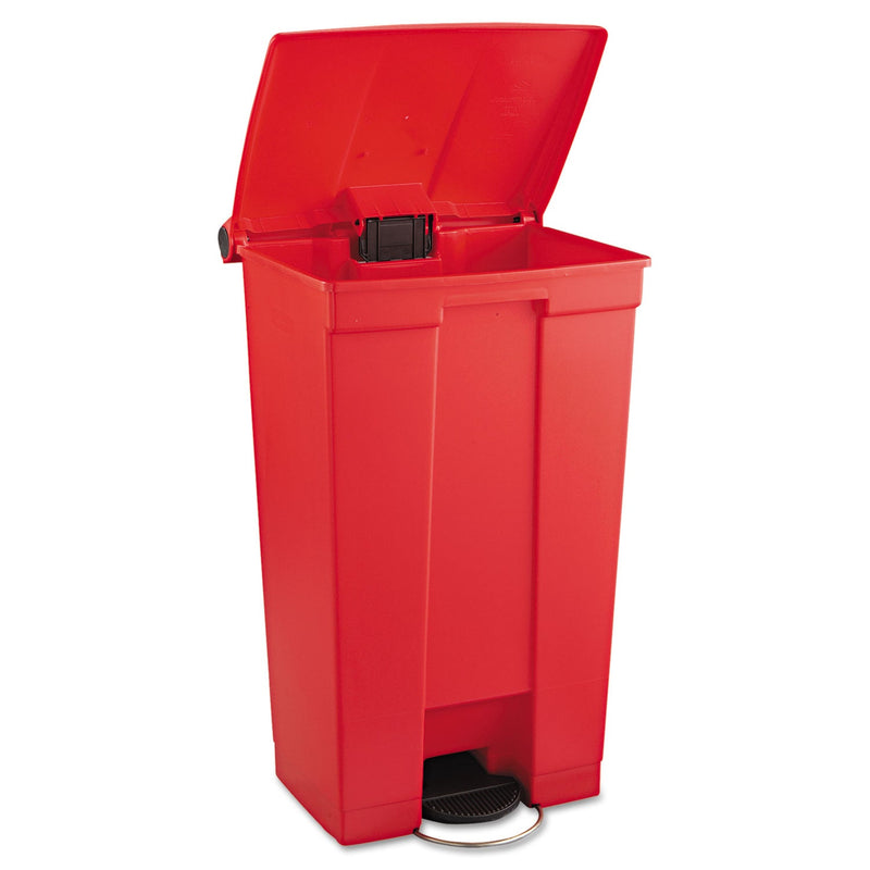 Rubbermaid Indoor Utility Step-On Waste Container, Rectangular, Plastic, 23 gal, Red
