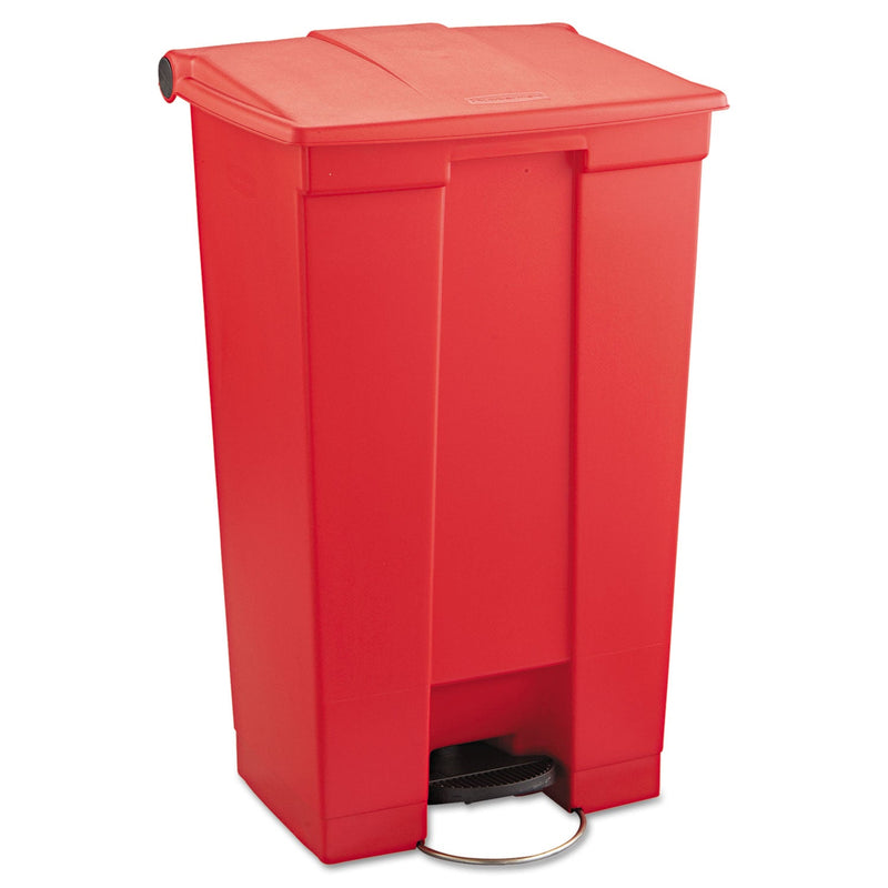 Rubbermaid Indoor Utility Step-On Waste Container, Rectangular, Plastic, 23 gal, Red