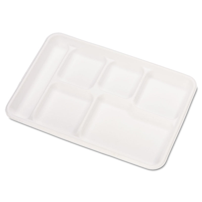 Chinet Heavy-Weight Molded Fiber Cafeteria Trays, 6-Compartment, 12.5  x 8.5, White, Paper, 500/Carton