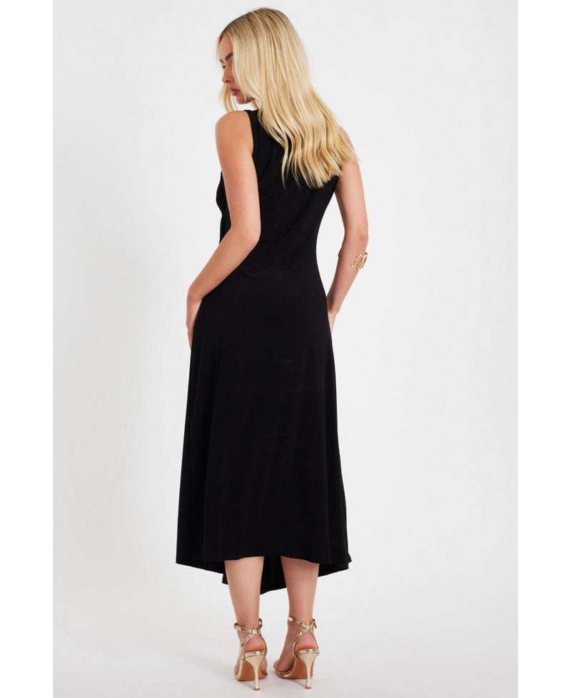 Quiz Womens Ity Ruched Detail MIDI Dress - Black, Size 14