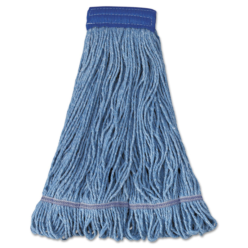 Boardwalk Super Loop Wet Mop Head, Cotton/Synthetic Fiber, 5" Headband, X-Large Size, Blue, 12/Carton