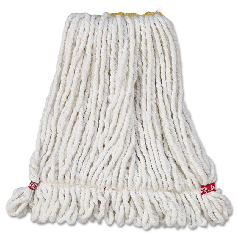 Rubbermaid Web Foot Wet Mop Head, Shrinkless, White, Small, Cotton/Synthetic, 6/Carton