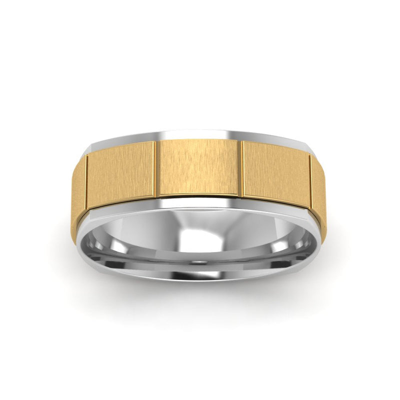 2 Tone Gold Texture Square Band Ring