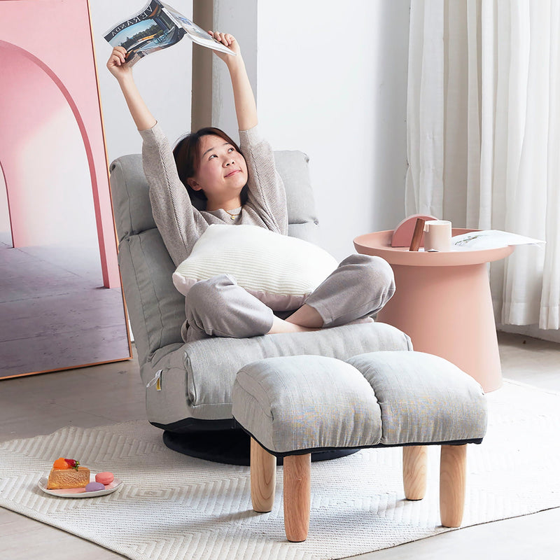 Adjustable Japanese Reclining Floor Chair Sofa With Metal Frame For Living Room