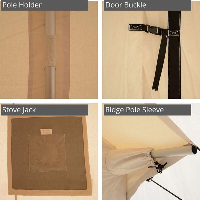 [14x16FT] White Duck Alpha Wall Tent With Heavy-Duty Frame And Bug Mesh Windows (SAK73214)