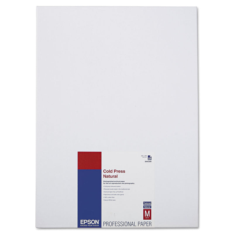 Epson Cold Press Fine Art Paper, 21 mil, 13 x 19, Textured Matte Natural, 25/Pack