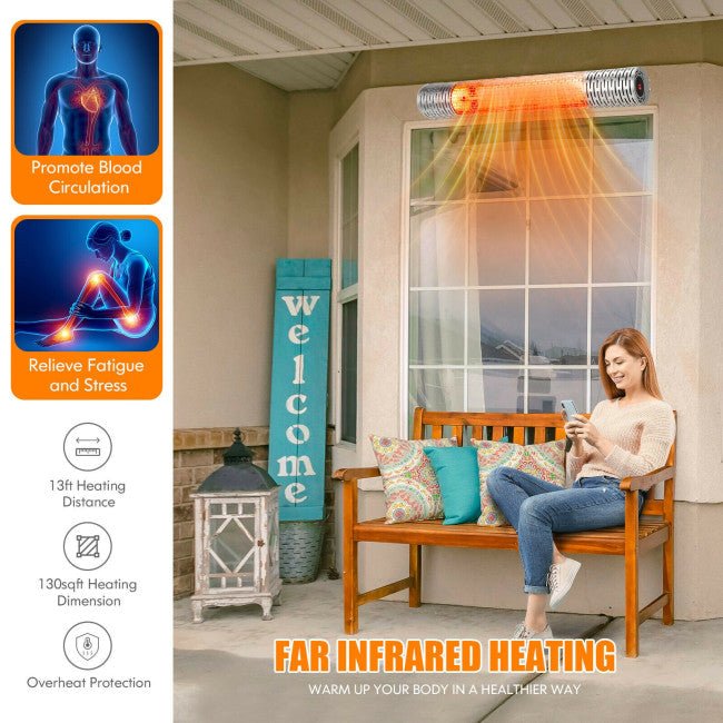 1500W Electric Indoor/Outdoor Waterproof Infrared Patio Heater W/ 2 Power Settings (91826957)
