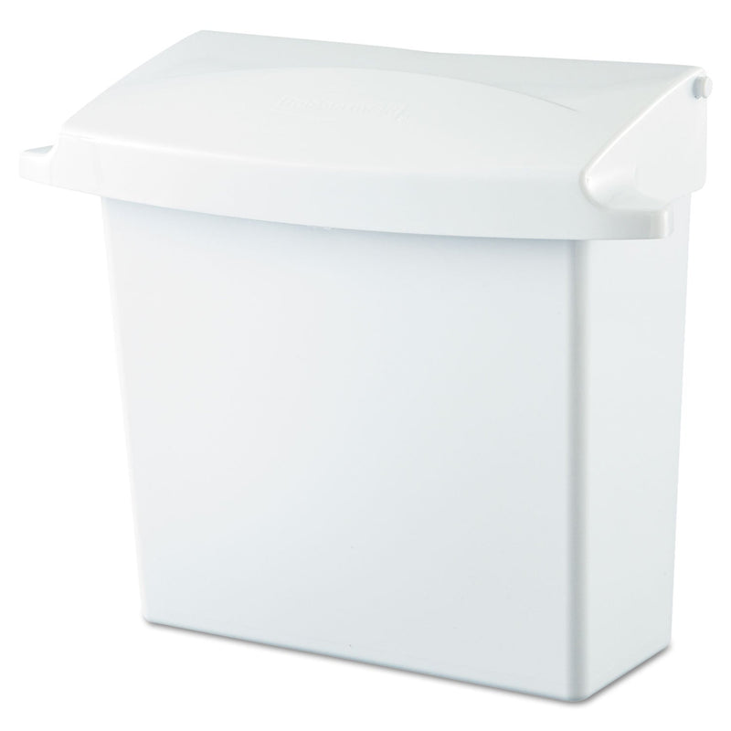 Rubbermaid Sanitary Napkin Receptacle with Rigid Liner, Rectangular, Plastic, White