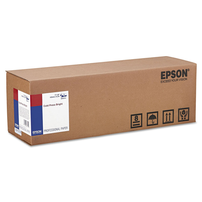 Epson Cold Press Bright Fine Art Paper Roll, 19 mil, 17" x 50 ft, Textured Matte White