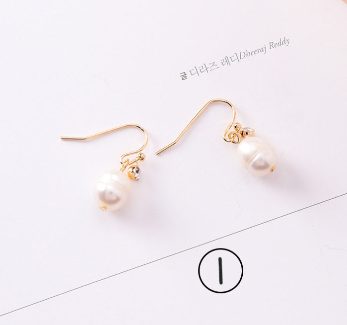 Vintage geometric metal pearl asymmetric earrings design personalized earrings
