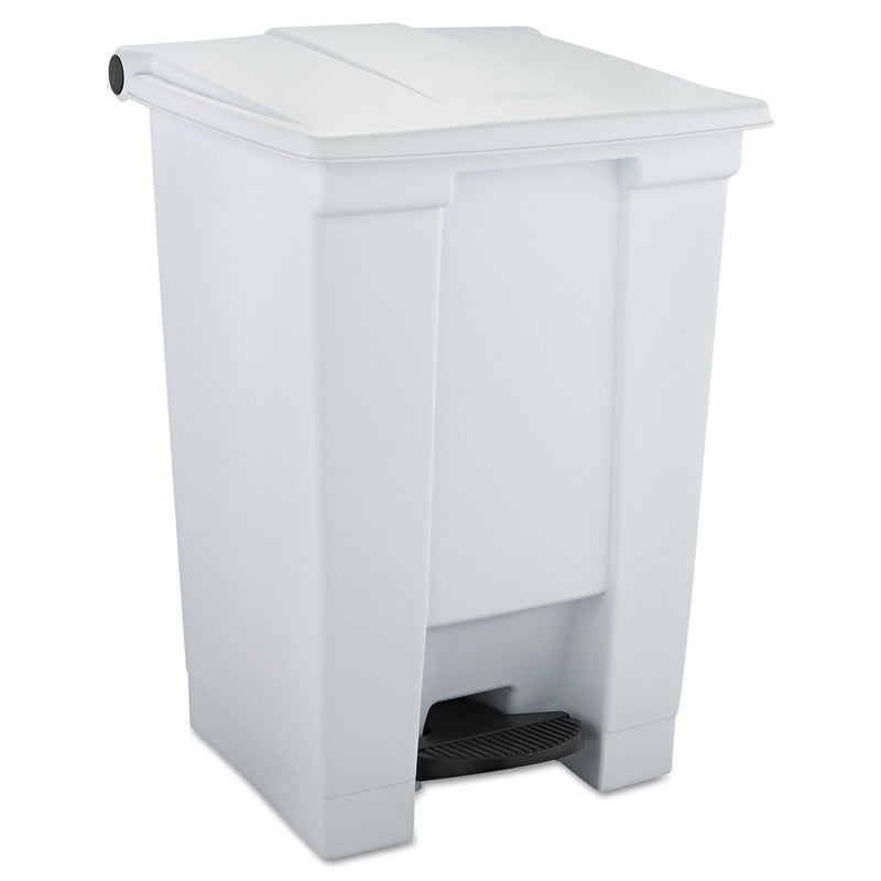 Rubbermaid Indoor Utility Step-On Waste Container, Square, Plastic, 12 gal, White