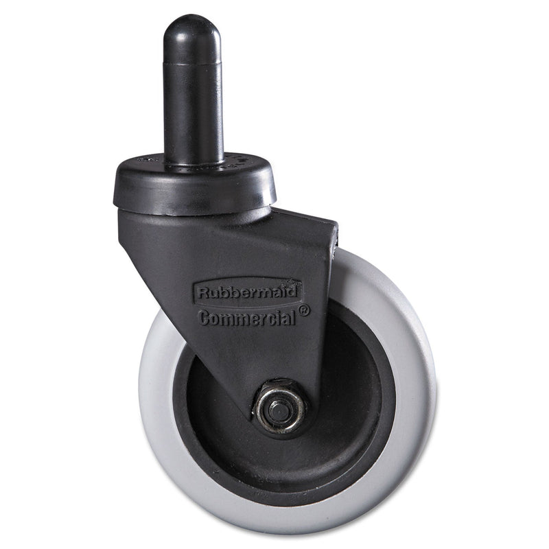Rubbermaid Replacement Bayonet-Stem Swivel Casters, Grip Ring Stem, 3" Soft Rubber Wheel, Black