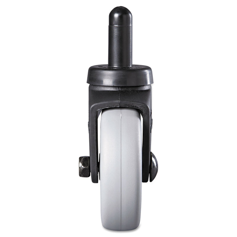 Rubbermaid Replacement Bayonet-Stem Swivel Casters, Grip Ring Stem, 3" Soft Rubber Wheel, Black