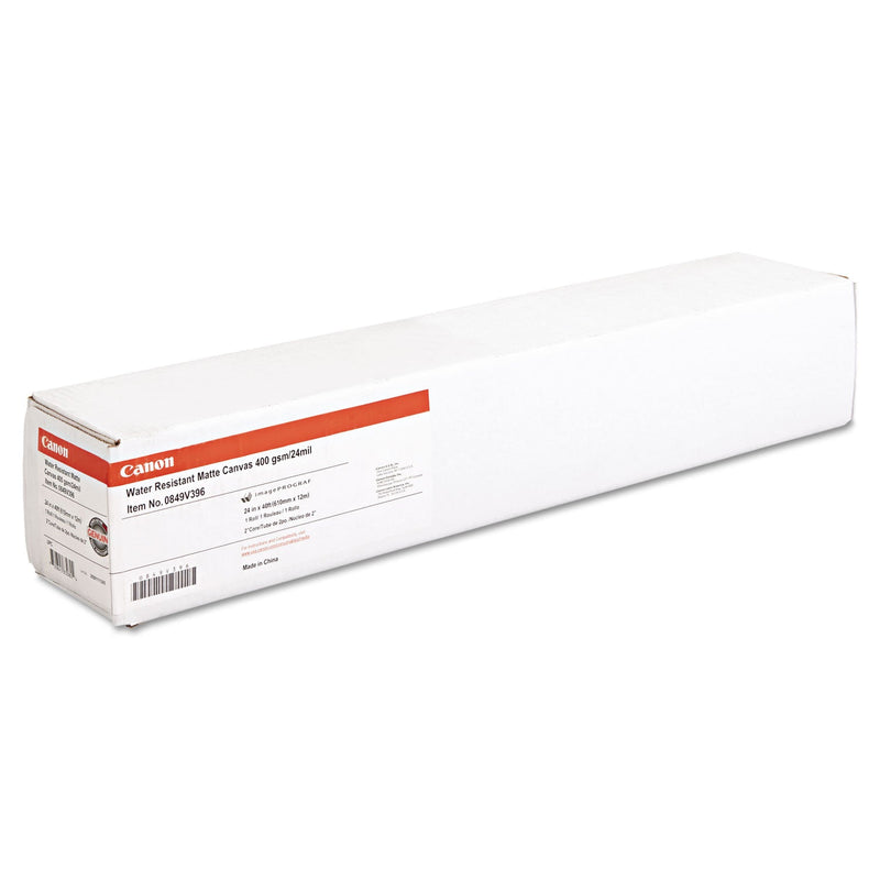 Canon Water Resistant Matte Canvas Paper Roll, 24 mil, 24" x 40 ft, Matte White