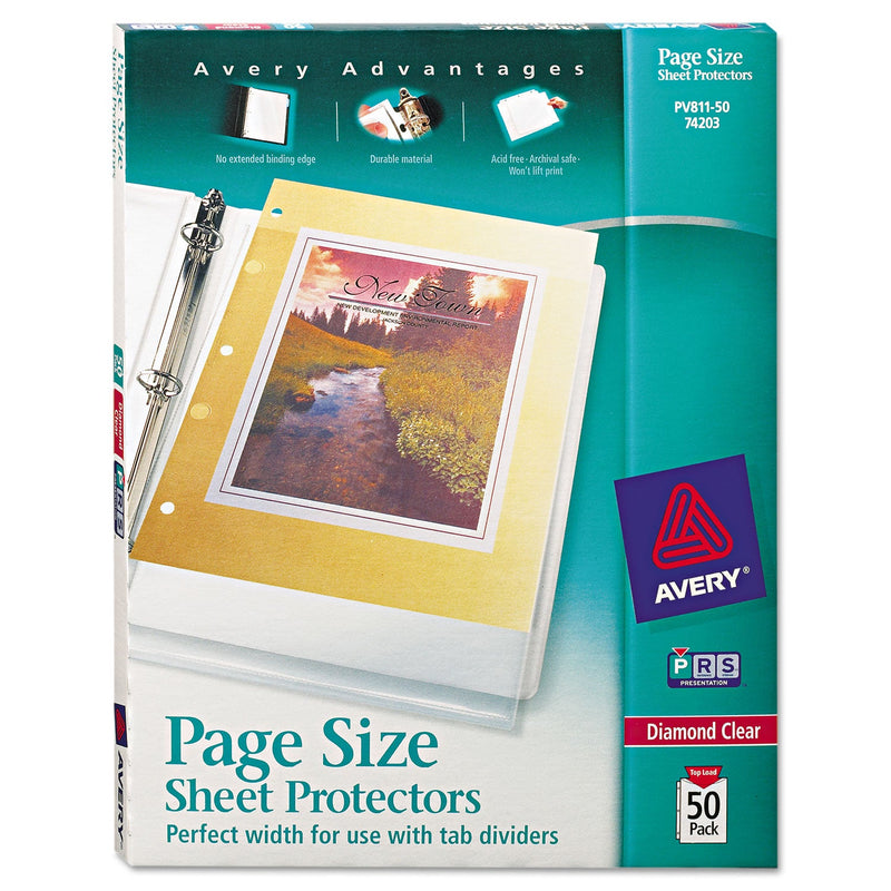 Avery Top-Load Poly 3-Hole Punched Sheet Protectors, Letter, Diamond Clear, 50/Box