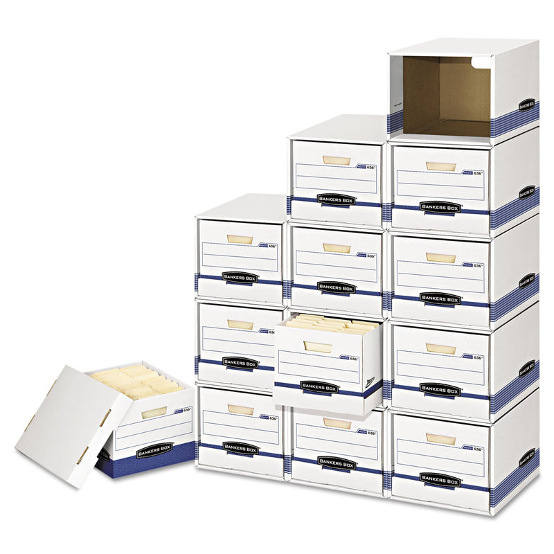 Bankers Box File/Cube Box Shell, Legal/Letter, 23.75 x 19.75, White/Blue, 6/Carton