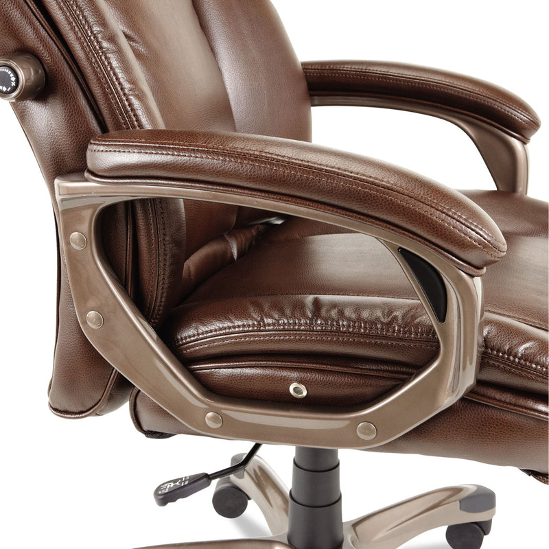 Alera Veon Series Executive High-Back Bonded Leather Chair, Supports Up to 275 lb, Brown Seat/Back, Bronze Base