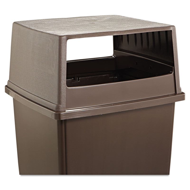 Rubbermaid Glutton Receptacle, Hooded Top without Door, Rectangular, 23w x 26.63d x 13h, Brown