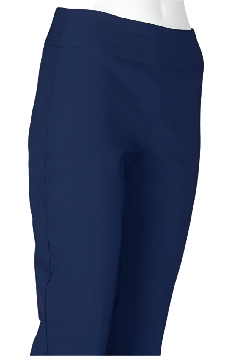 Carre Noir Mid Waist Embellished Cuff Solid Crepe Pants