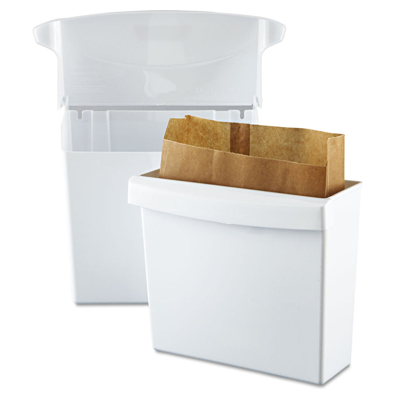 Rubbermaid Sanitary Napkin Receptacle with Rigid Liner, Rectangular, Plastic, White