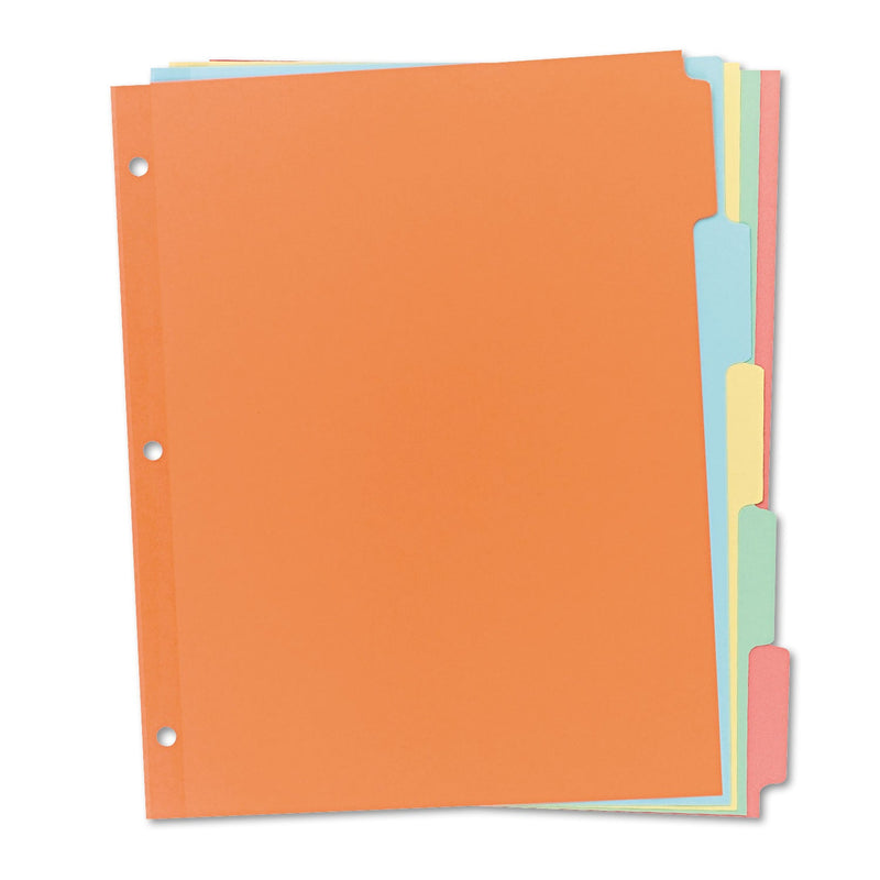 Avery Write and Erase Plain-Tab Paper Dividers, 5-Tab, 11 x 8.5, Multicolor, 36 Sets