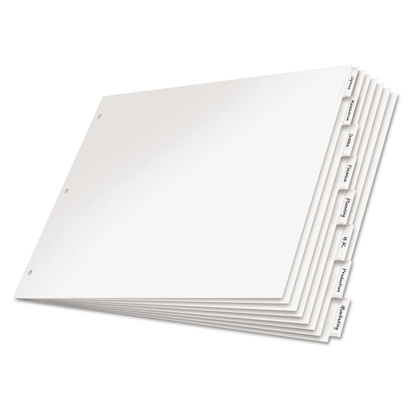 Cardinal Paper Insertable Dividers, 8-Tab, 11 x 17, White, Clear Tabs, 1 Set
