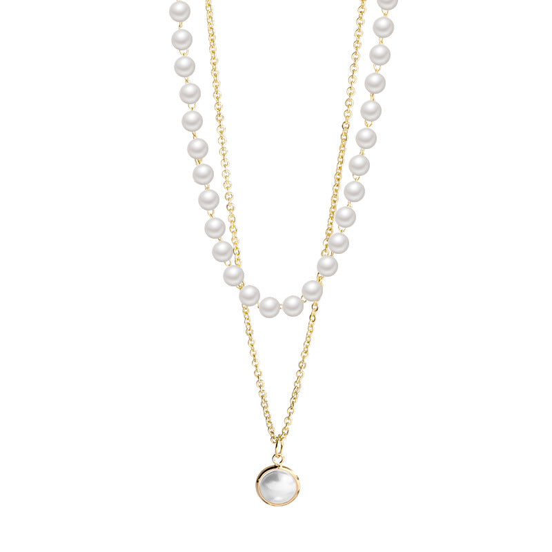 Simple Short Double Layer Pearl Necklace