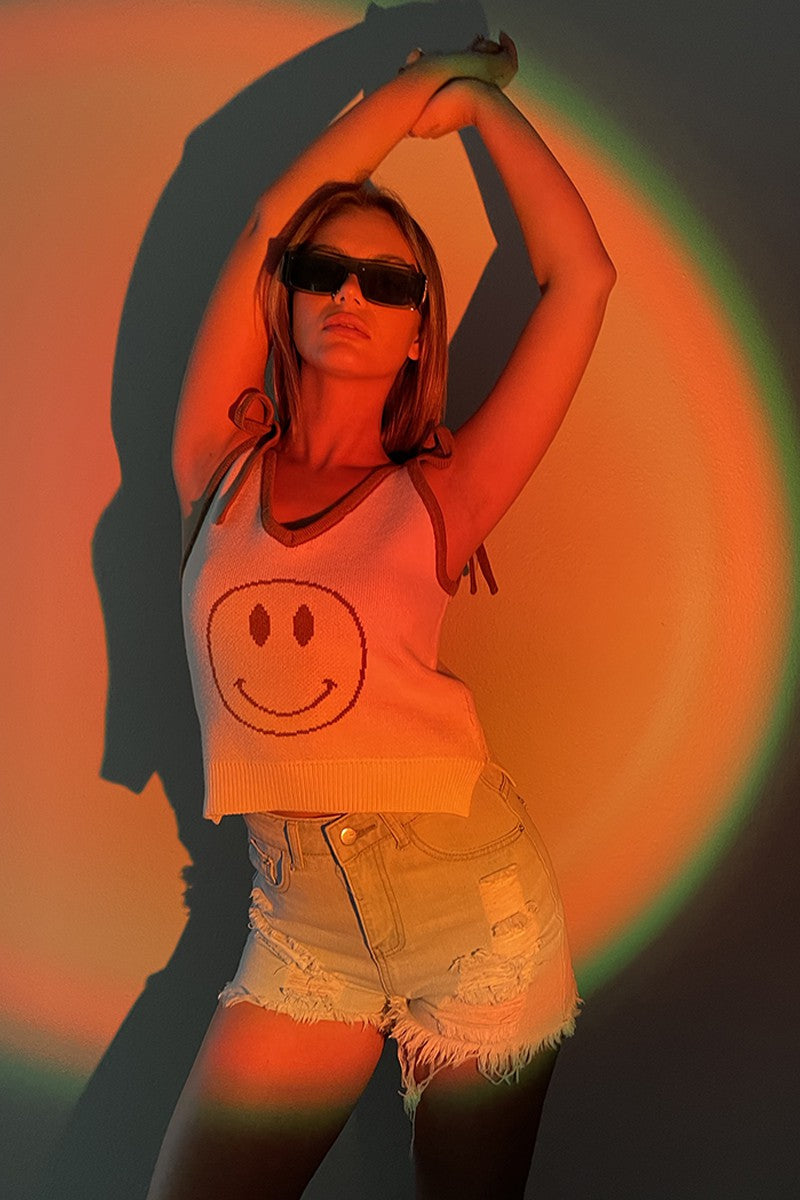 Happy face sweater tank