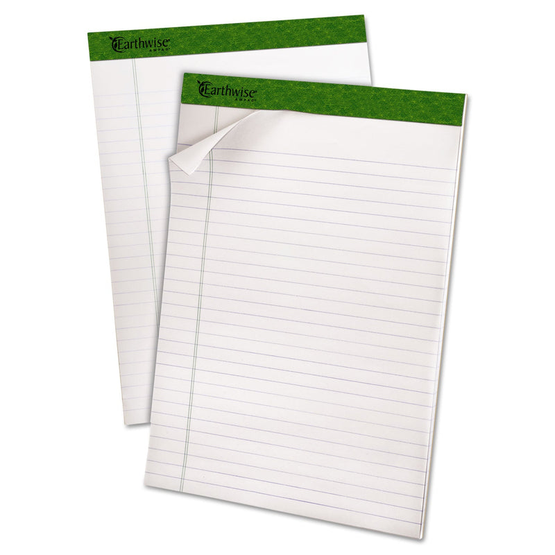 Ampad Earthwise by Ampad Recycled Writing Pad, Wide/Legal Rule, Politex Sand Headband, 40 White 8.5 x 11.75 Sheets, 4/Pack
