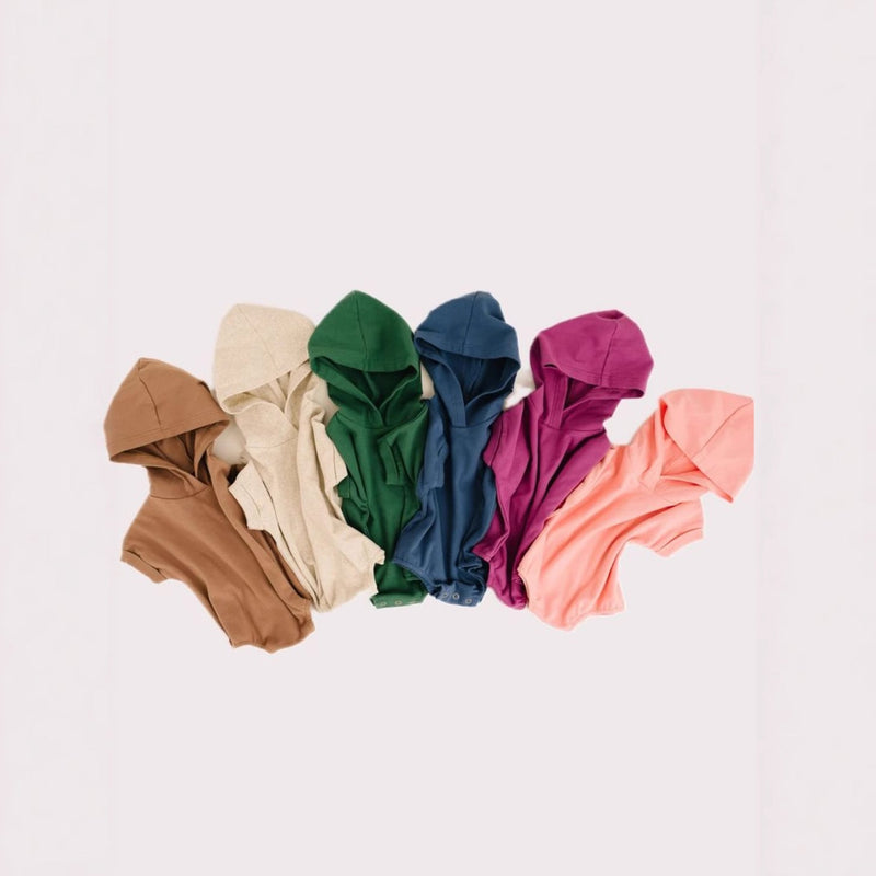 Baby Cute Candy-Colored Hooded Cotton Romper