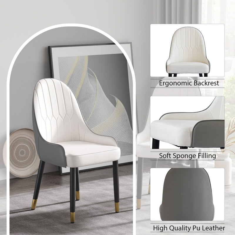 Modern Sponge-Filled Dining Chair, Solid Wood Metal Legs, Suitable For Restaurants, Living Rooms And Rooms (Set of 2)