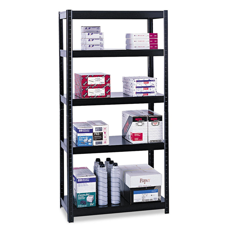 Safco Boltless Steel Shelving, Five-Shelf, 36w x 24d x 72h, Black