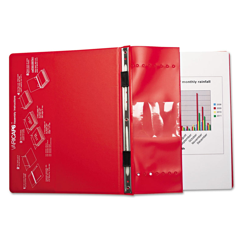 Charles Leonard VariCap Expandable Binder, 2 Posts, 6" Capacity, 11 x 8.5, Red