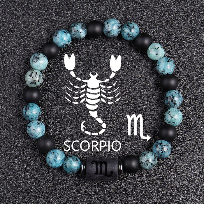 Twelve Constellations Bracelets 8mm Obsidian String Beads Natural Stone