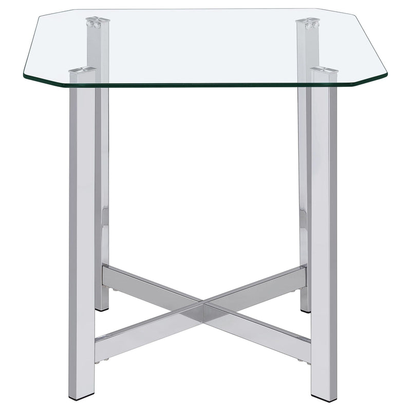 Cronin 2-piece Tempered Glass Top Coffee Table Set Chrome