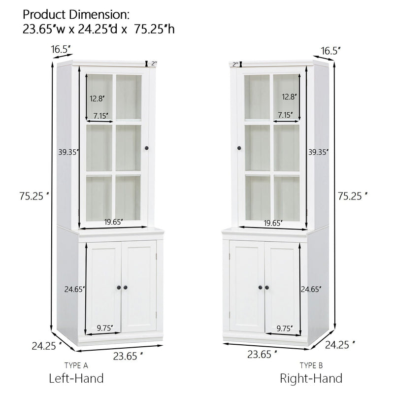 Retro Style Hutch Cabinet With Glass Door, China Cabinet For Home