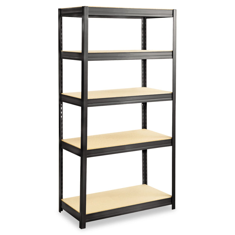 Safco Boltless Steel/Particleboard Shelving, Five-Shelf, 36w x 18d x 72h, Black
