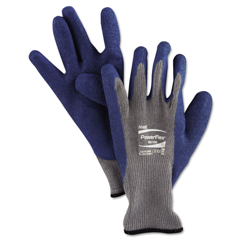 AnsellPro PowerFlex Gloves, Blue/Gray, Size 10, 1 Pair