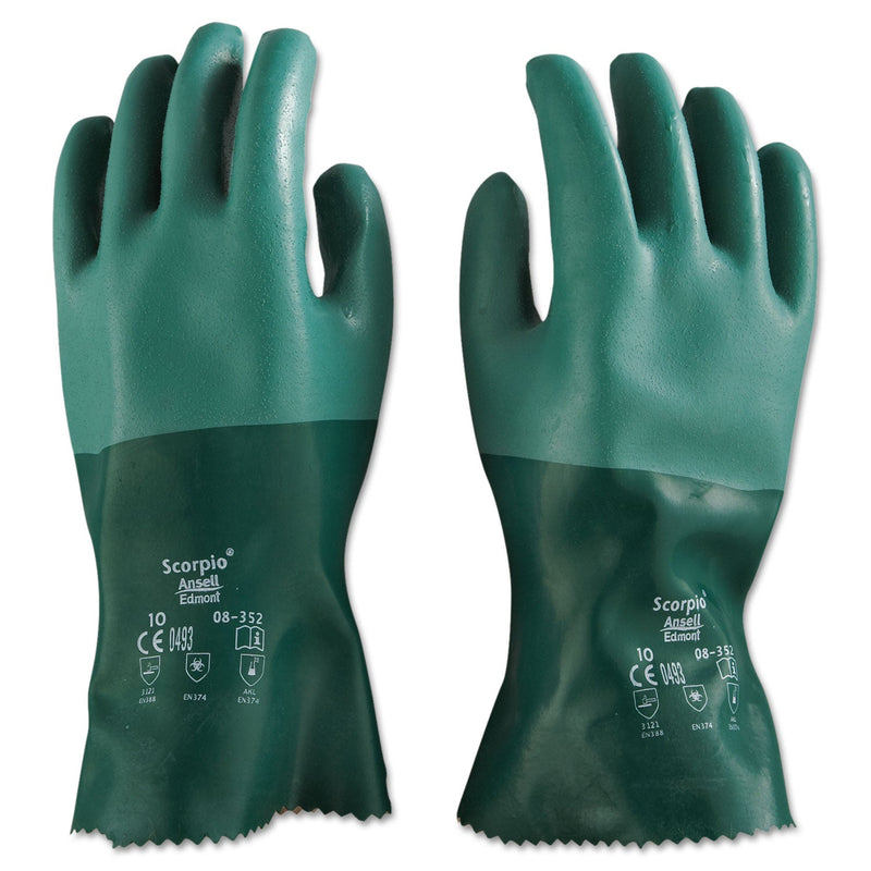 AnsellPro Scorpio Neoprene Gloves, Green, Size 10, 12 Pairs