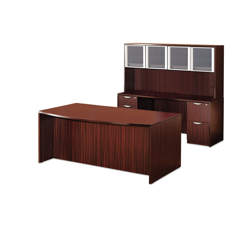 Alera Valencia Series Bow Front Desk Shell, 71" x 41.38" x 29.63", Mahogany