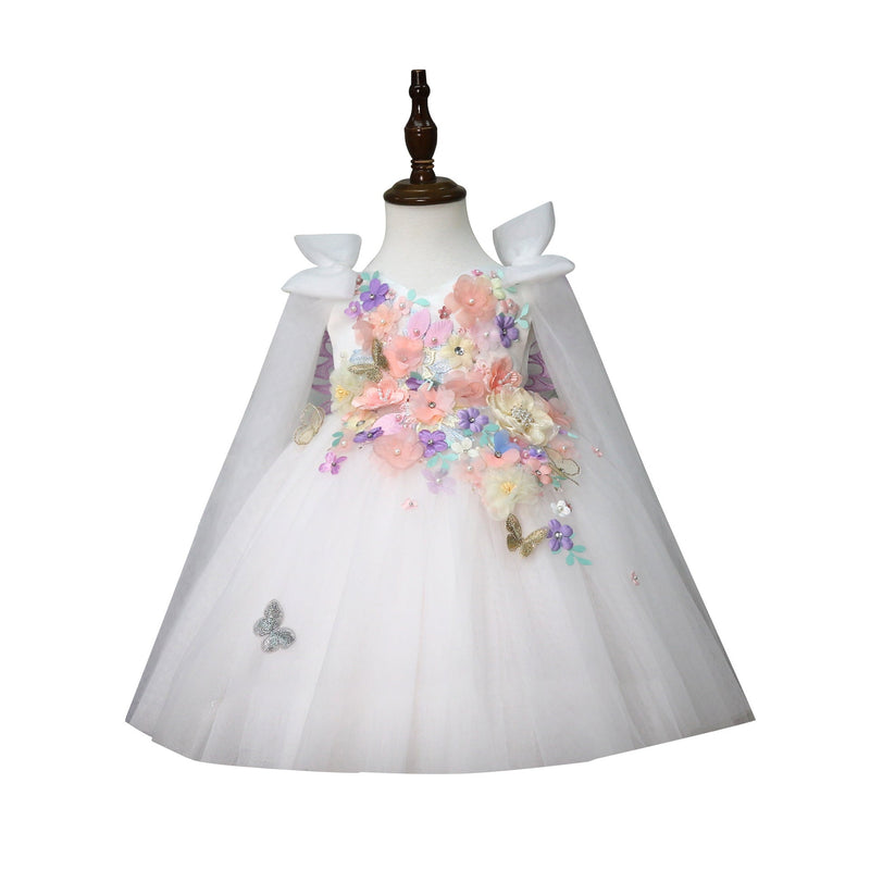 Children's Handmade Applique Dress White