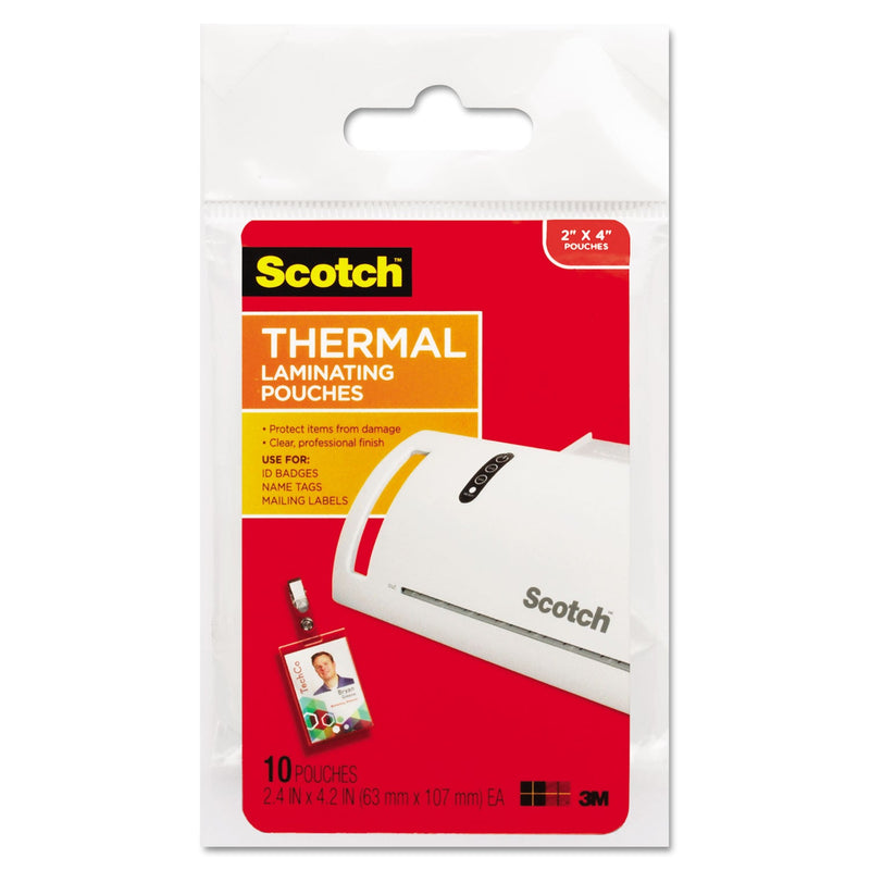 Scotch Laminating Pouches, 5 mil, 2.25" x 4.25", Gloss Clear, 10/Pack