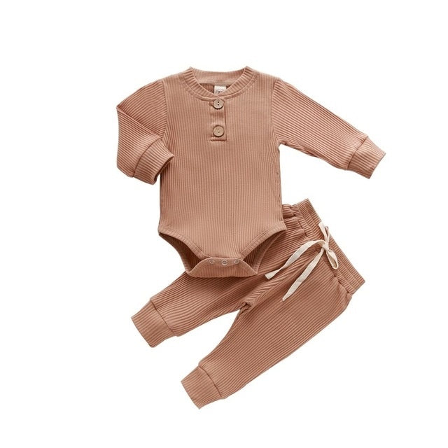 Infant Newborn Baby Girls Boys Spring Autumn Ribbed Solid