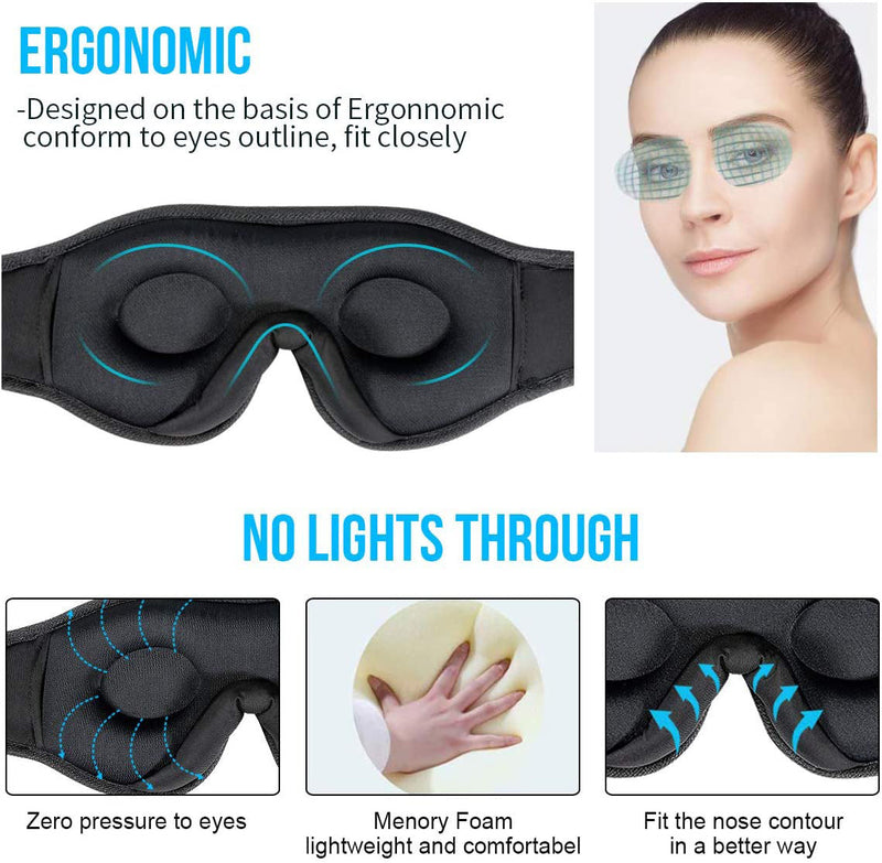 🎧 Wireless Bluetooth Sleep Eye Mask – Blackout Comfort with Music & Call Support