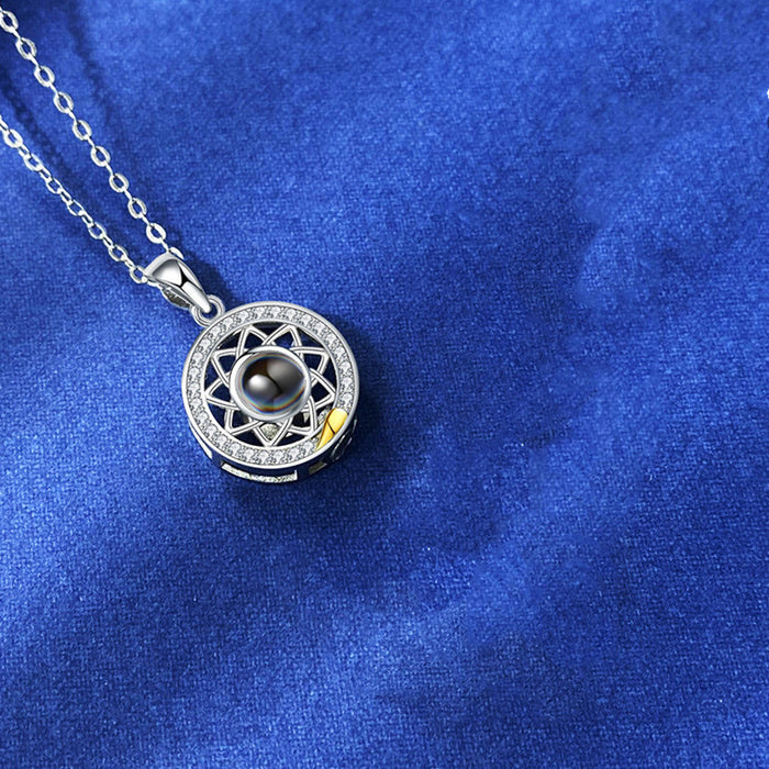 Sun Moon Shape Couple Personalized Necklaces Wedding Birthday Jewelry  Languages I Love You Projection Pendant Necklace Gifts