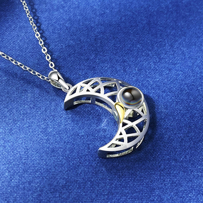 Sun Moon Shape Couple Personalized Necklaces Wedding Birthday Jewelry  Languages I Love You Projection Pendant Necklace Gifts