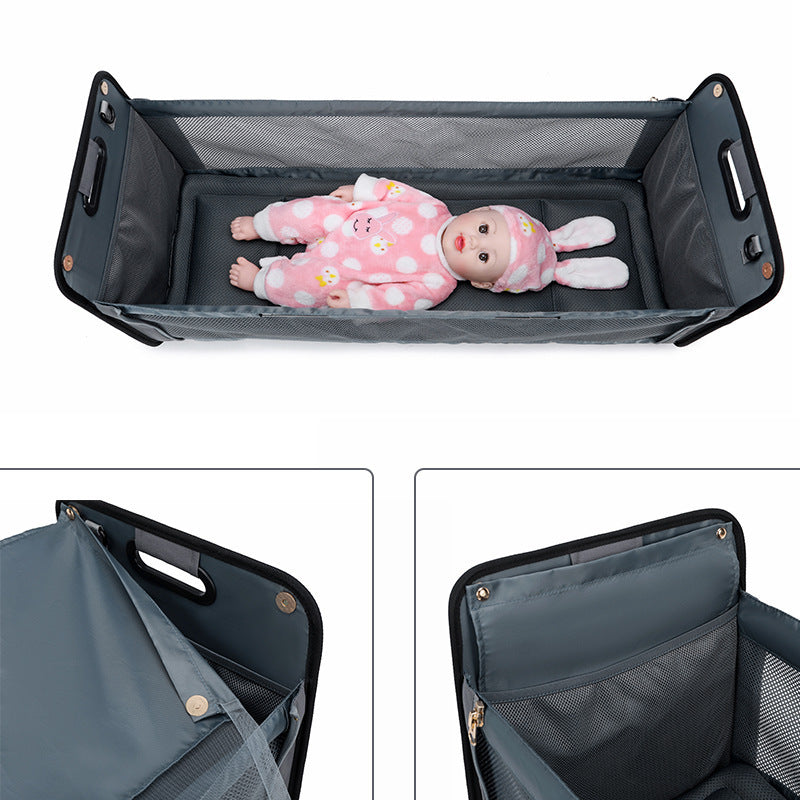 Portable Baby Diaper Bag – Folding Bed Shoulder Messenger Bag for Travel